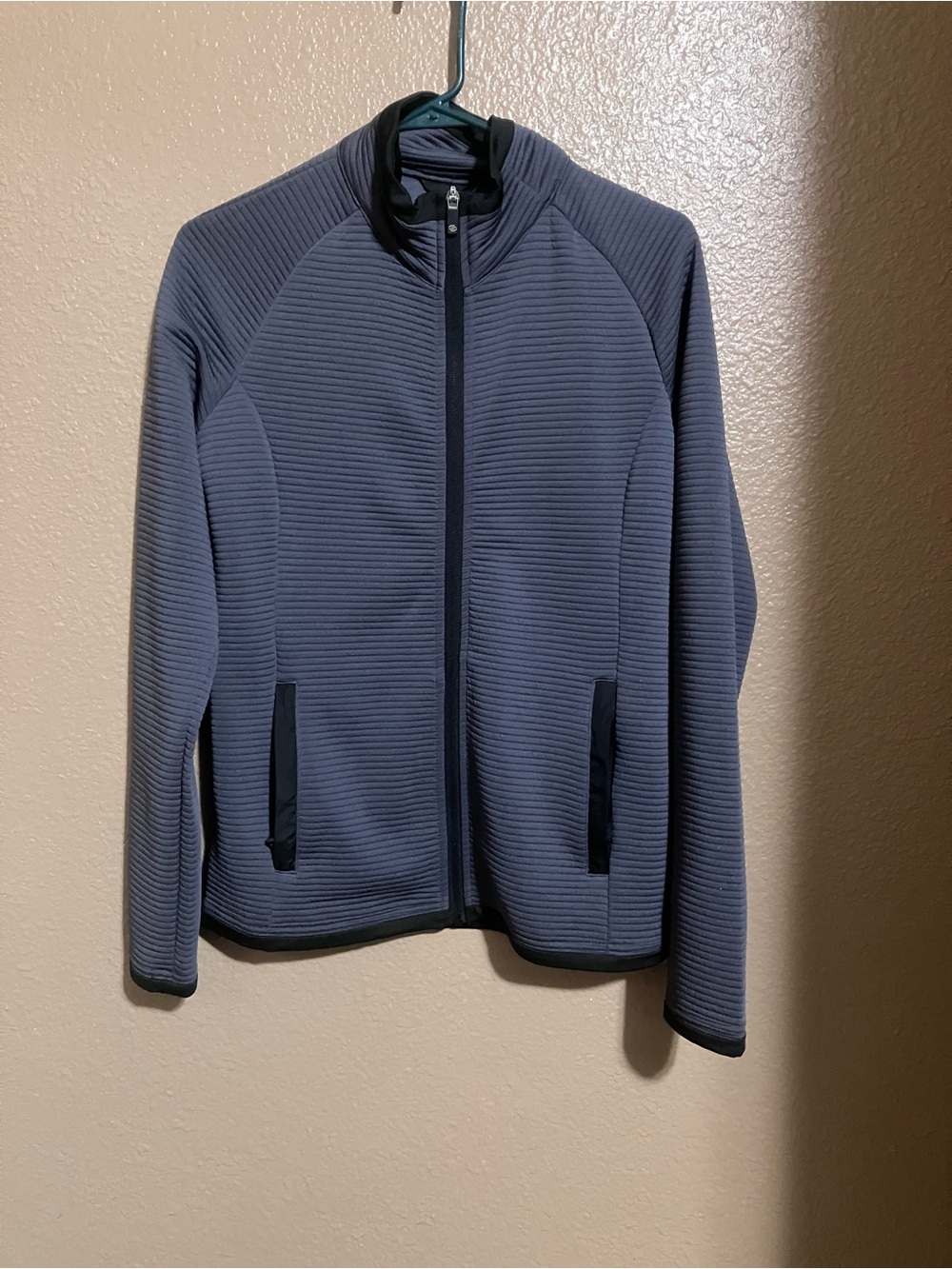 Men's Ribbed Lightweight Full-Zip Jacket in Grey